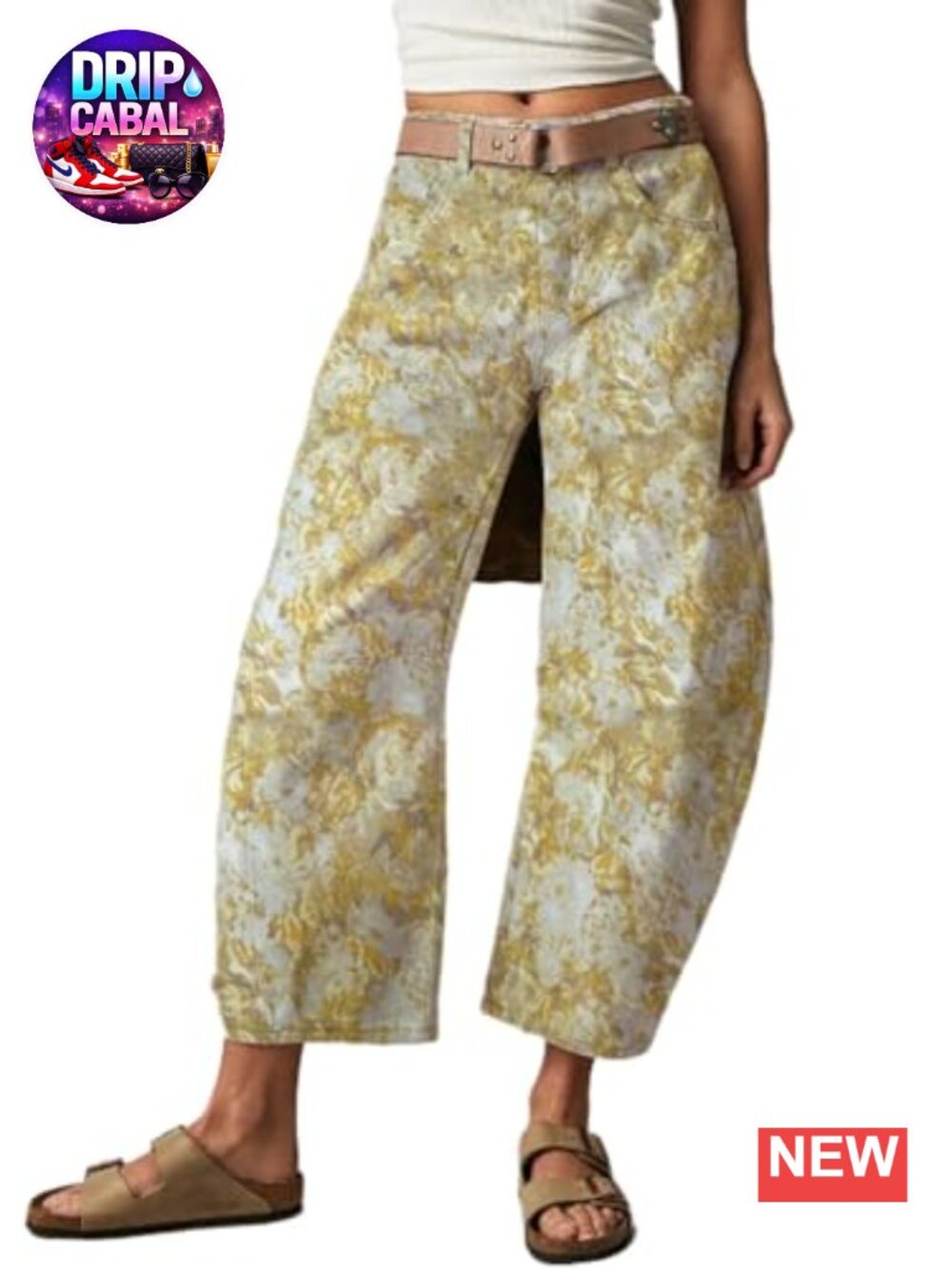 Wide Leg Cropped Jeans Womens High Rise Baggy Y2K Barrel Denim Pants with